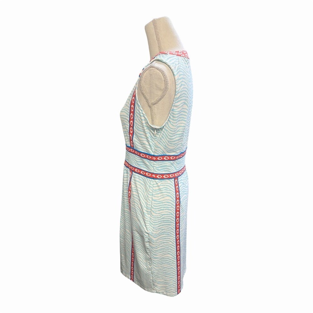 J. McLaughlin Lola Dress Womens M Blue Zebra Print Sleeveless Sheath Knee - Picture 3 of 11